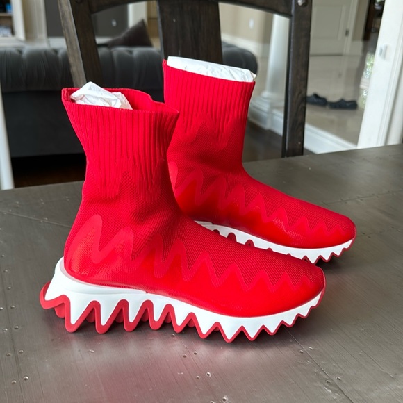 Christian Louboutin Shoes - Christian Louboutin sharky sock flat sneaker shark sole red loubi sz 36.5